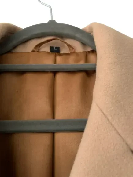 Four Seasons cashmere wool tan beige button up long line overcoat jacket - Picture 6 of 6